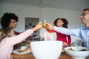 family with different cultures smiling
